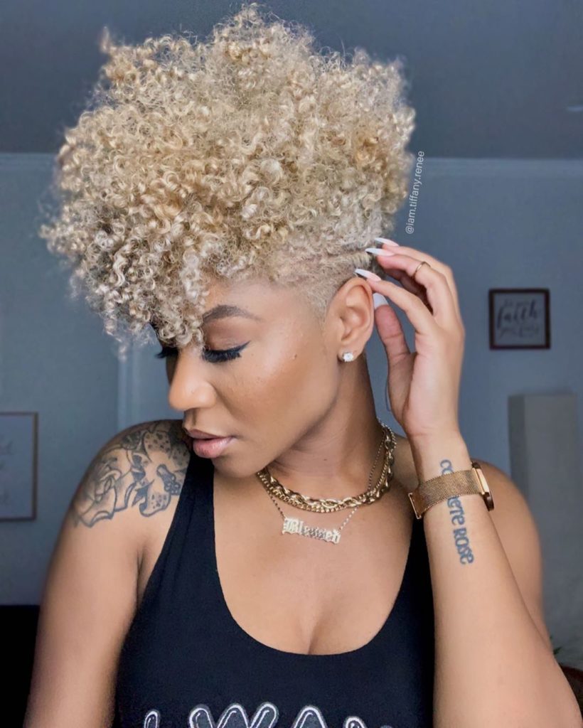 Curly Blonde Tapered Haircut