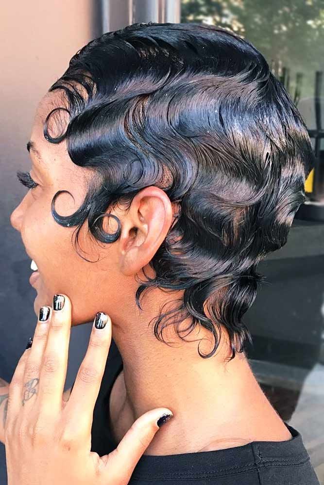 Long curly Finger Waves