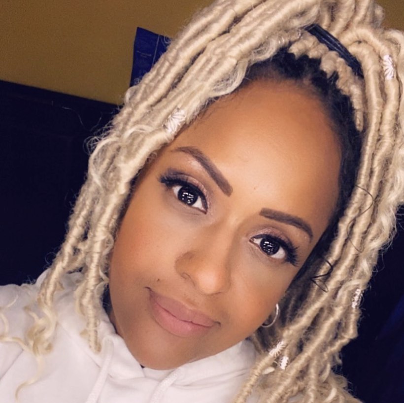 Split Blonde Faux Locs Updo