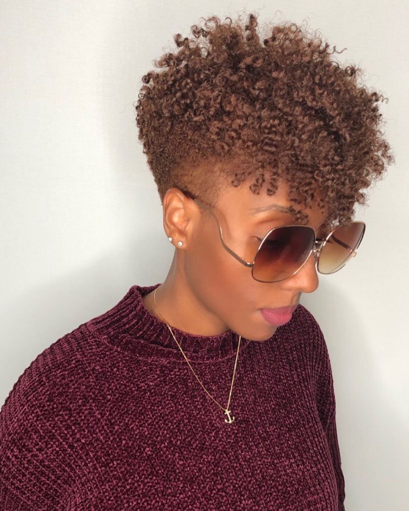 Copper Brown Twist Out Tapered Haircut