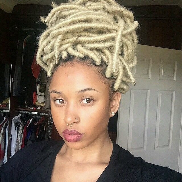 Blonde Faux Locs Updo